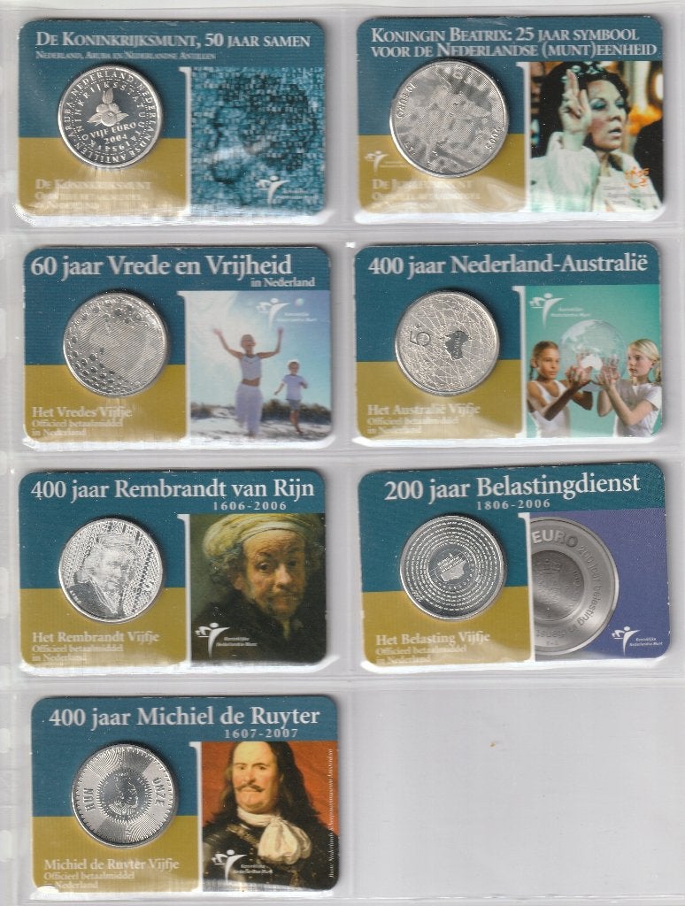 Nederland - Coincard 2004 t/m 2007 - ZILVER, Koningin Beatrix, Zilver, Euro's, Ophalen of Verzenden