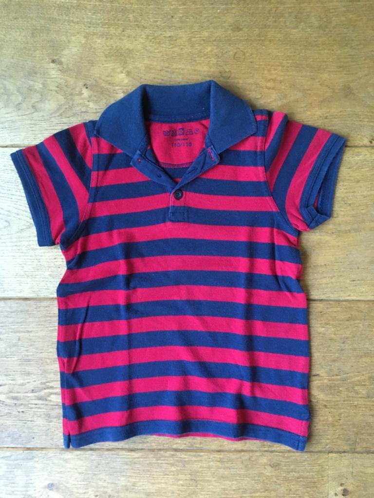 Blauw rode polo shirt korte mouw maat 110/116, Kinderen en Baby's, Kinderkleding | Maat 110, Ophalen of Verzenden, Zo goed als nieuw