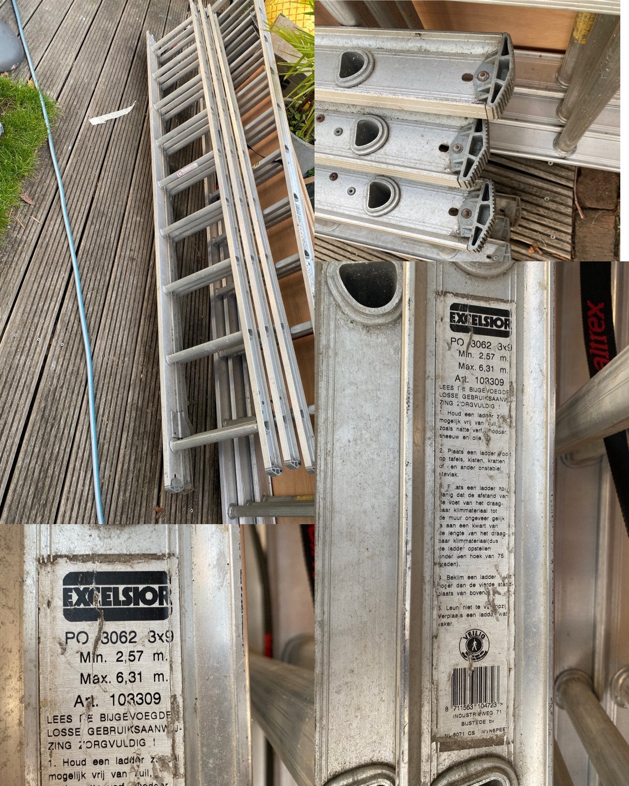 Excelsior uitschuifbare ladder, Ophalen, Zo goed als nieuw, 4 meter of meer
