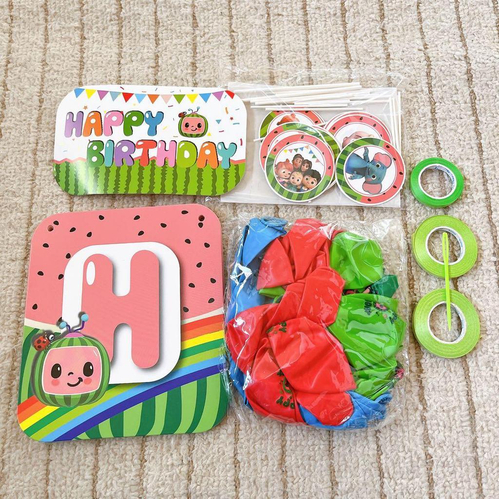 Cocomelon / Watermelon Verjaardag Decoratie – Compleet Set, Hobby en Vrije tijd, Feestartikelen, Versiering, ., Verjaardag, Nieuw