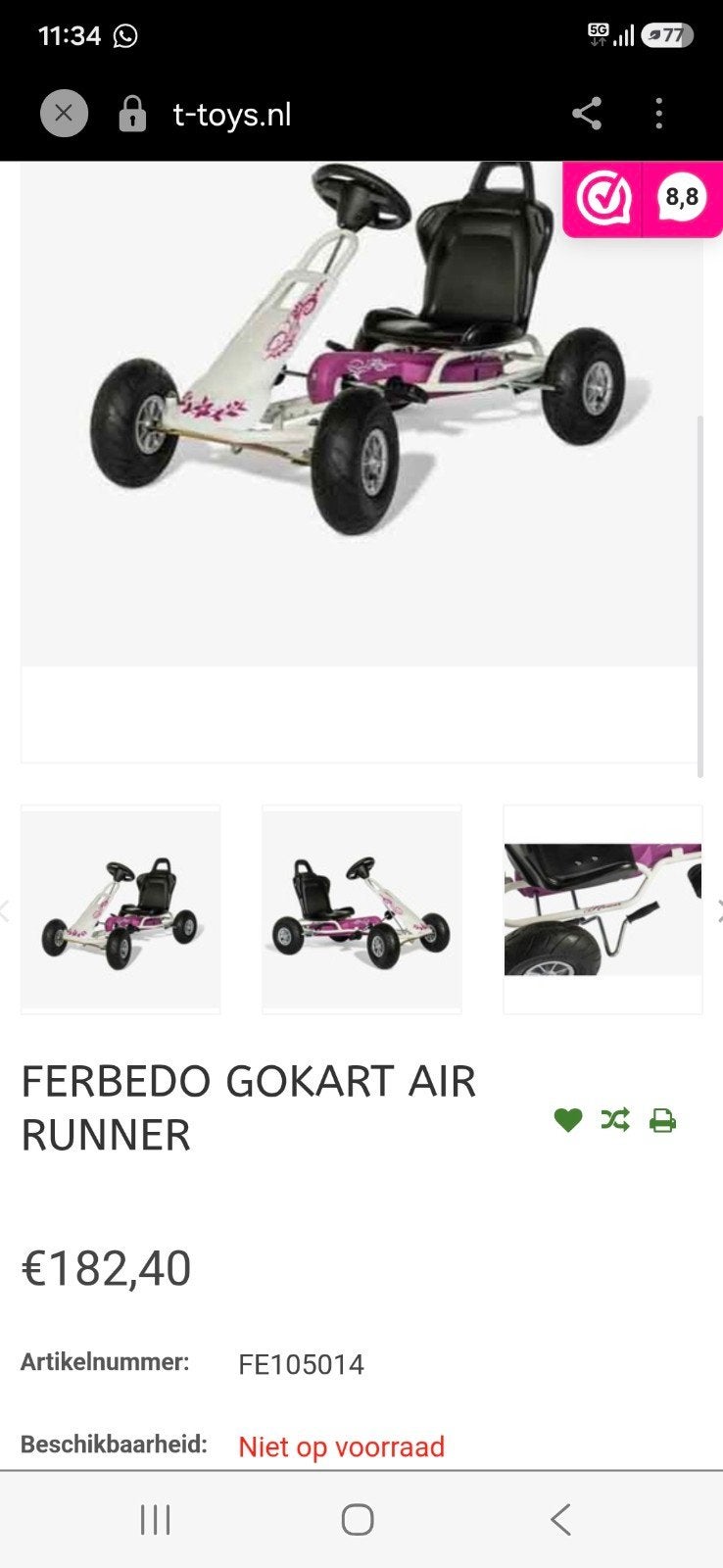 SKELTER. Ferbedo Gokart Air Runner Trapauto voor kinderen, Ophalen, Gebruikt, Trapvoertuig