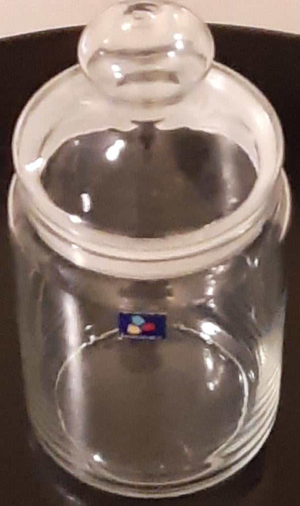 🍪Vintage: Luminarc glazen voorraadpot - 1 Liter🏷️€6,-, Ophalen of Verzenden, Gebruikt, Glas, Pot, Bus of Blik