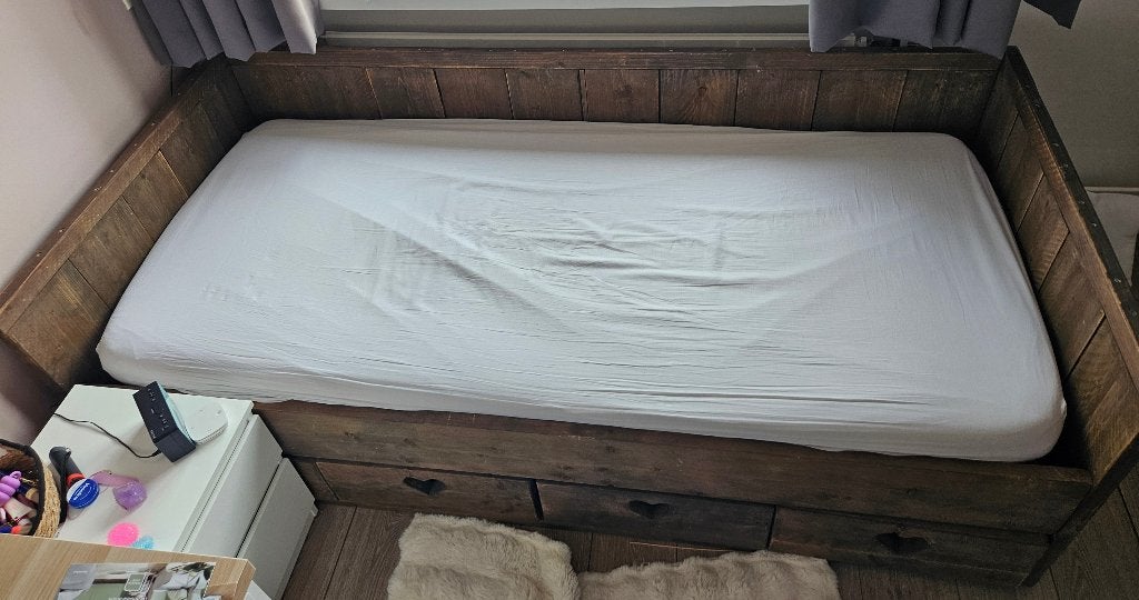 1 persoons bed, Kinderen en Baby's, Ophalen, 85 tot 100 cm, Gebruikt, Matras