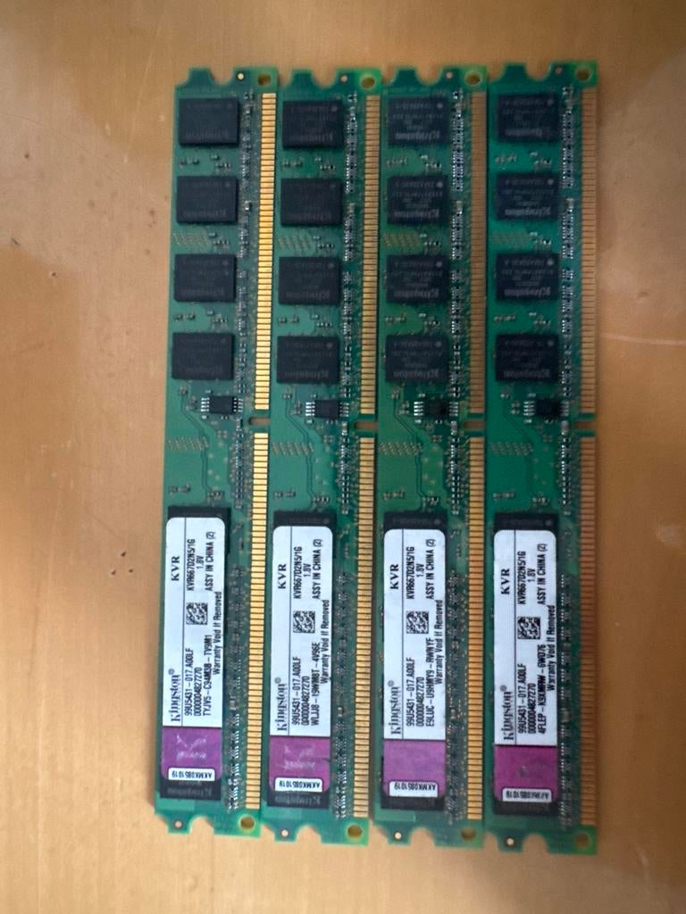 4x Kingston KVR667D2N5/1G DDR2 RAM Geheugen (4GB Totaal), Computers en Software, RAM geheugen, Gebruikt, Ophalen of Verzenden
