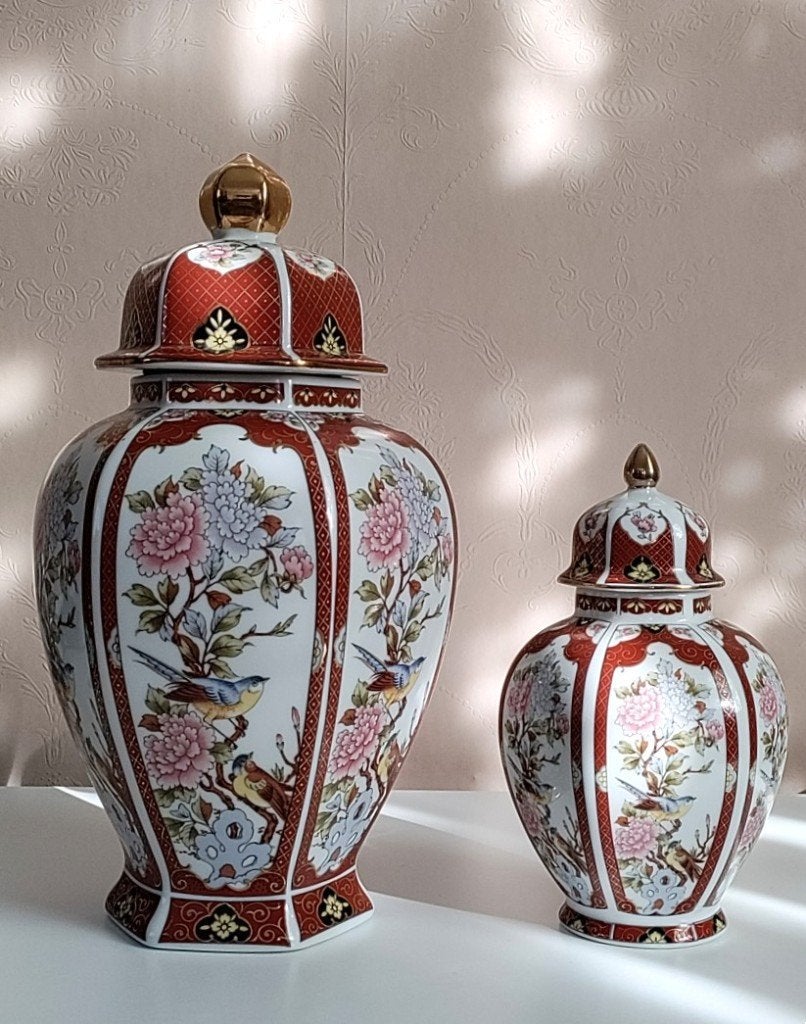 Japanese EIWA KINSEI set van twee Vintage porseleinen vazen, Ophalen of Verzenden