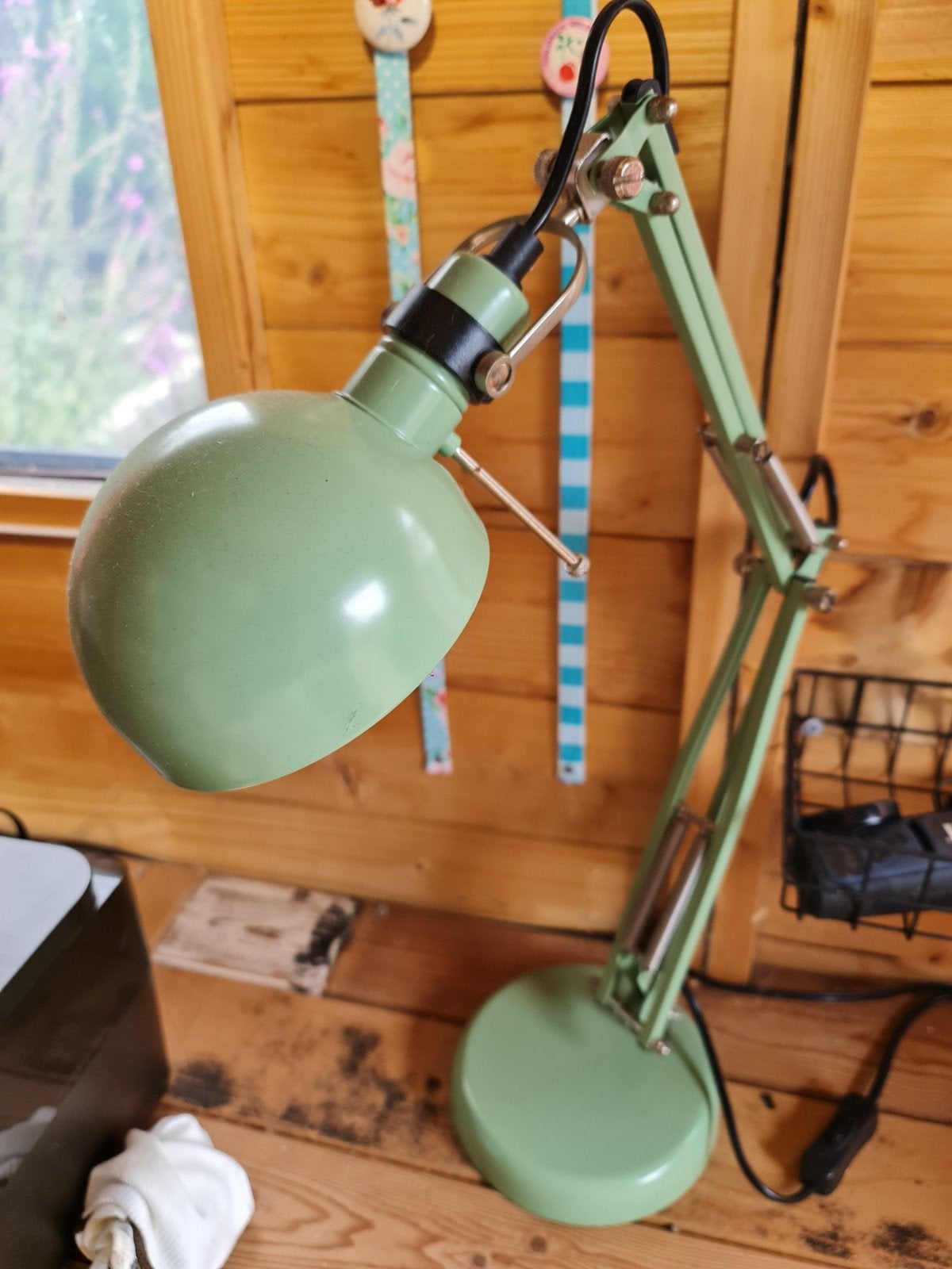 Vintage groene bureaulamp - verstelbaar, Overige merken, Gebruikt, E27 (groot), Groen