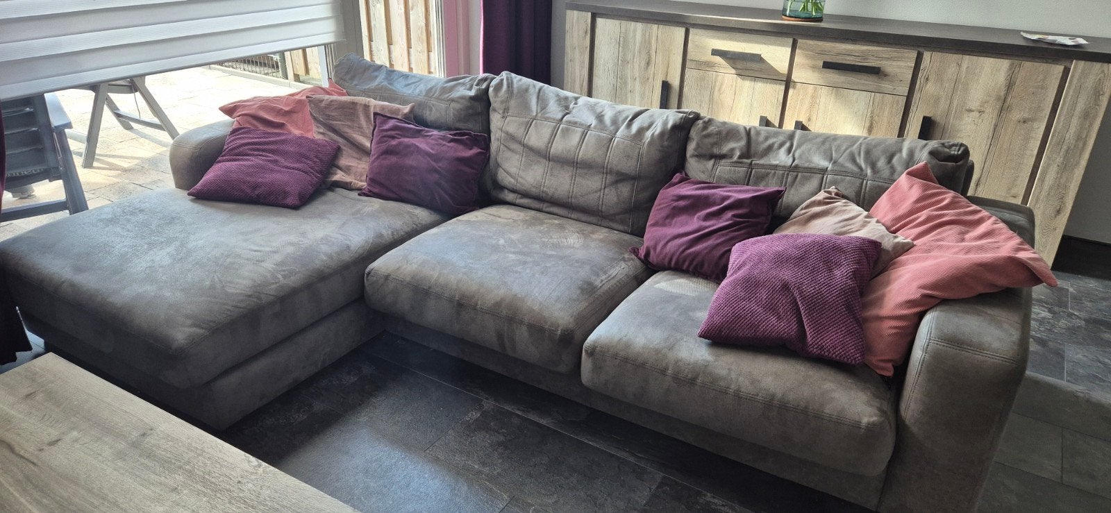 mooi bankstel kleur is grijs., Ophalen, Gebruikt, 75 tot 100 cm