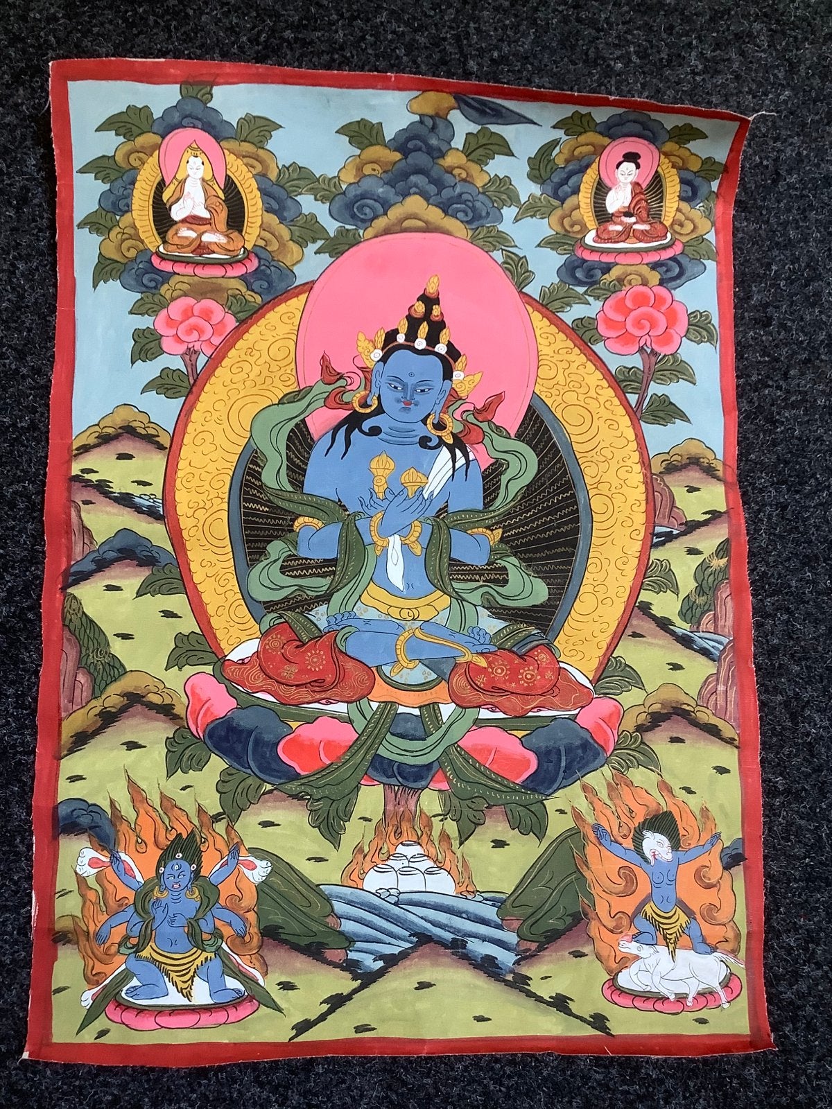 Boeddhistische Thangka schildering - Medicijn Boeddha, Ophalen of Verzenden