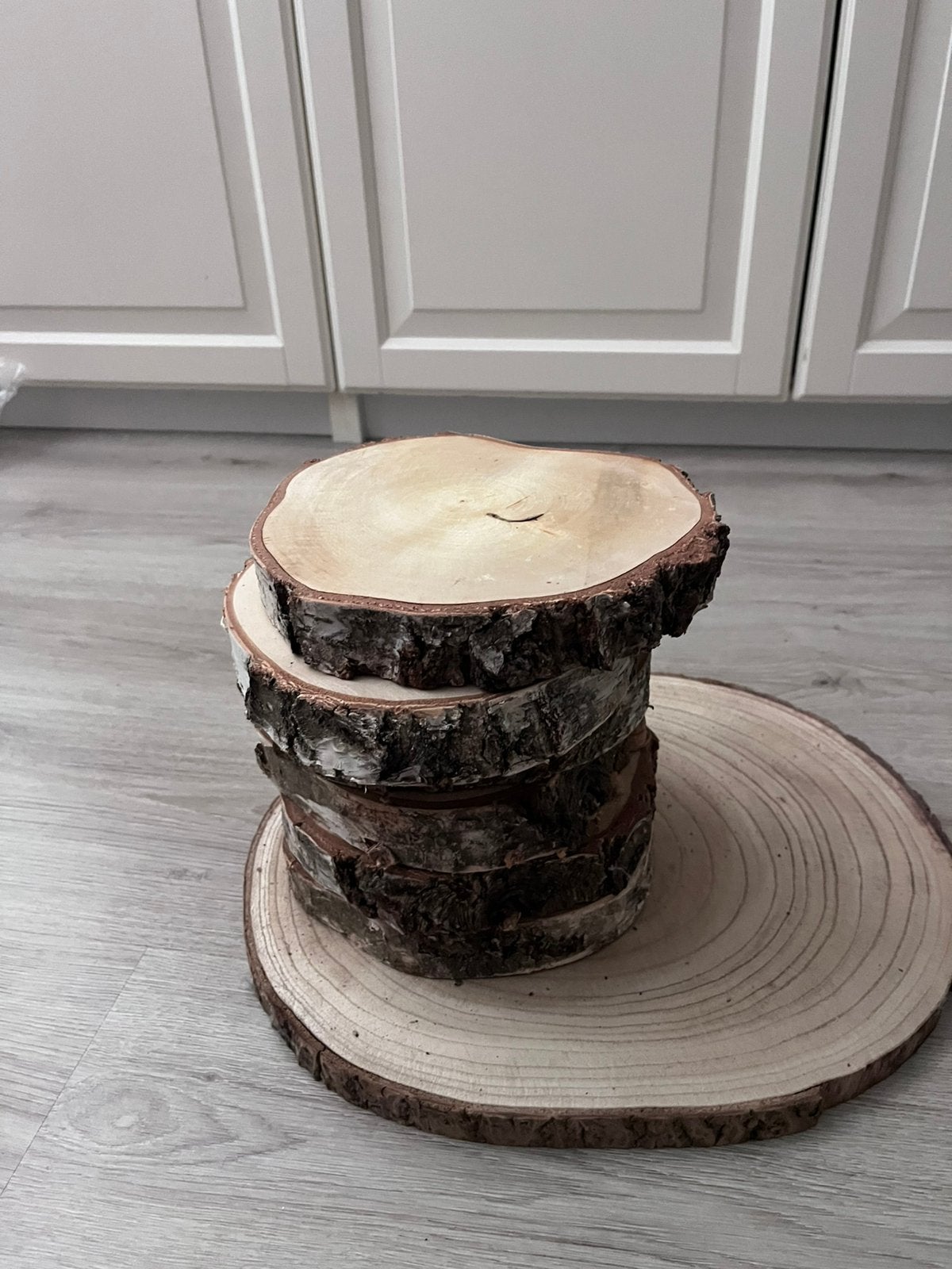 Houten boom schijfjes, Ophalen