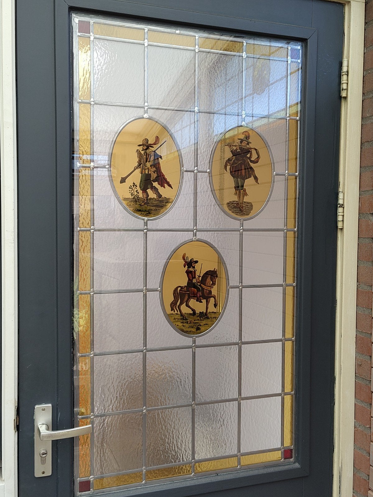 Glas in lood raam Afm H111 x Br 60cm - dubbel glas, Ophalen, Minder dan 80 cm, Glas in lood, Zo goed als nieuw