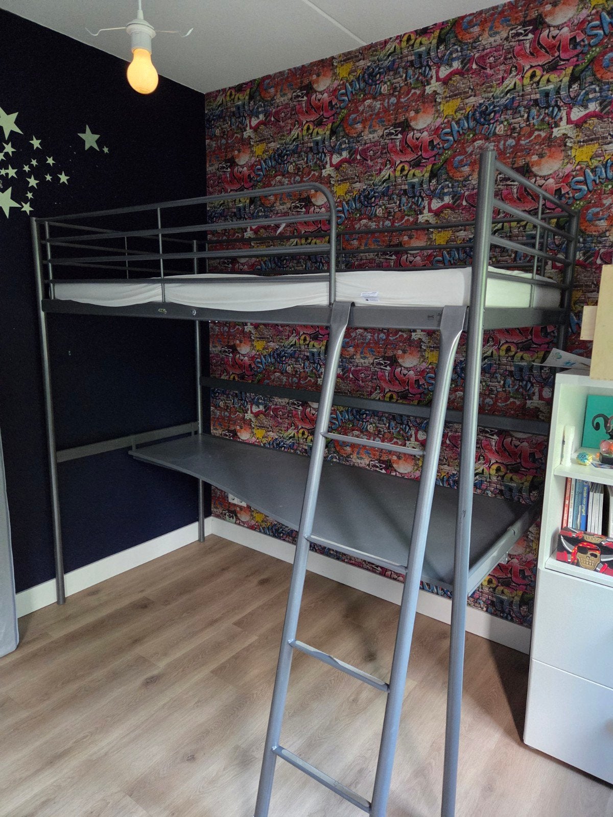 IKEA Svarta hoogslaper met bureau, Ophalen, Gebruikt, Eenpersoons, 200 cm