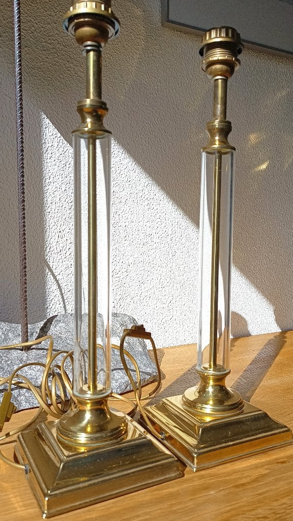 Set vintage Kullmann lampenvoeten in Hollywood Regency stijl, Ophalen, Gebruikt, Glas