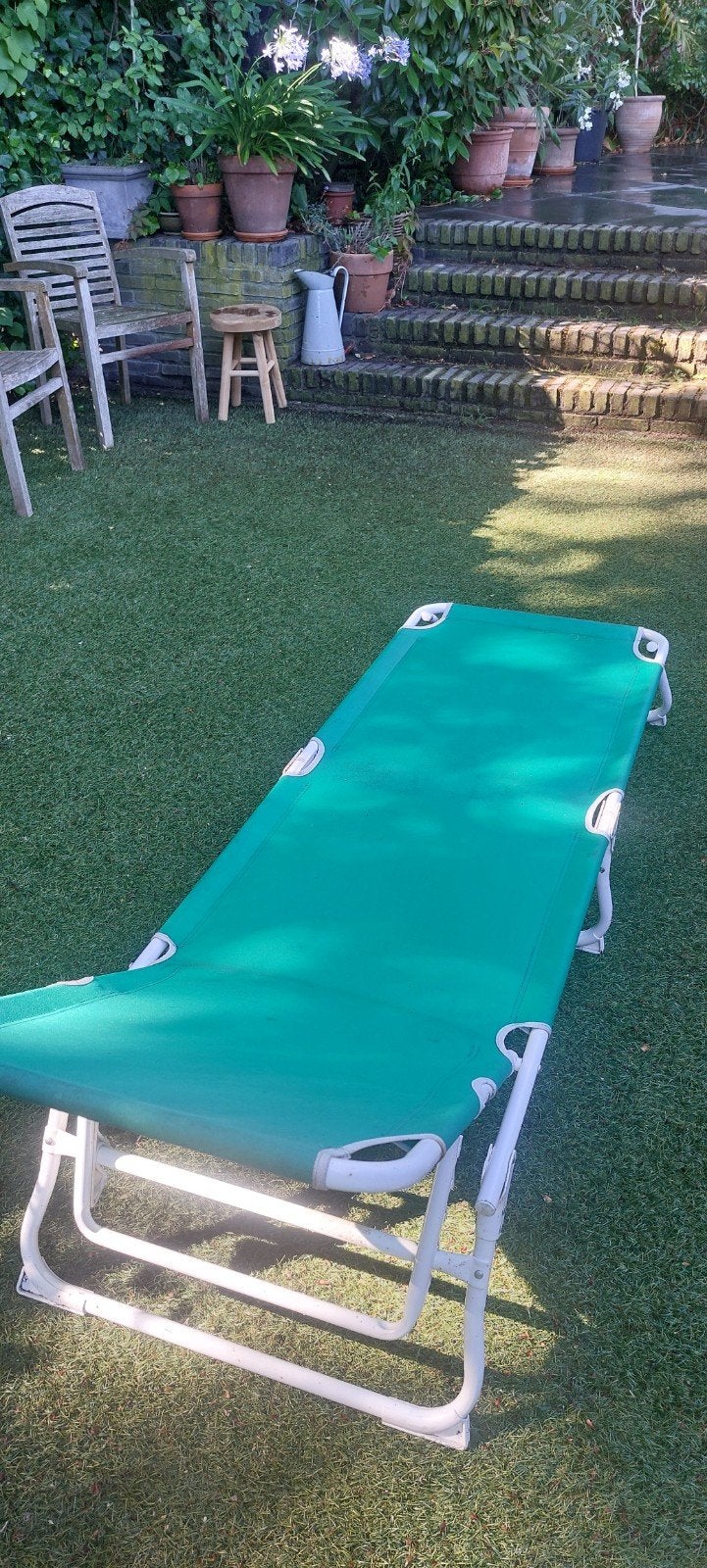 Opvouwbaar Ligbed Turquoise - Strand, Tuin & Terras, Ophalen, Gebruikt, Textileen, Inklapbaar