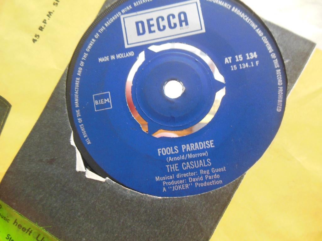 single the casuals 45rpm jukebox vinyl record fools paradise, Gebruikt, 7 inch, Single, Ophalen of Verzenden