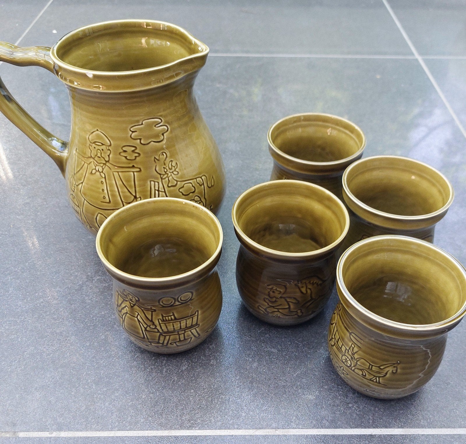 Royal Goedewaagen Gouda Aardewerk Set - Kan en Bekers, Ophalen of Verzenden