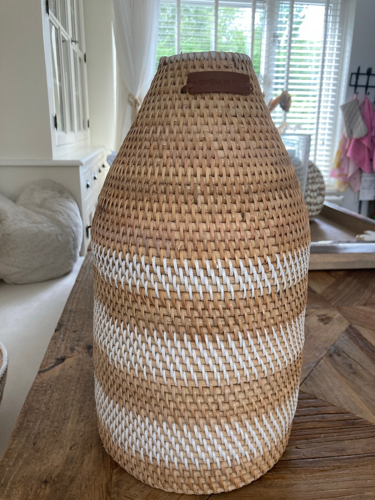 Riviera Maison Ibiza look vaas en schaal, Gevlochten, Schaal, Ophalen of Verzenden, Zo goed als nieuw