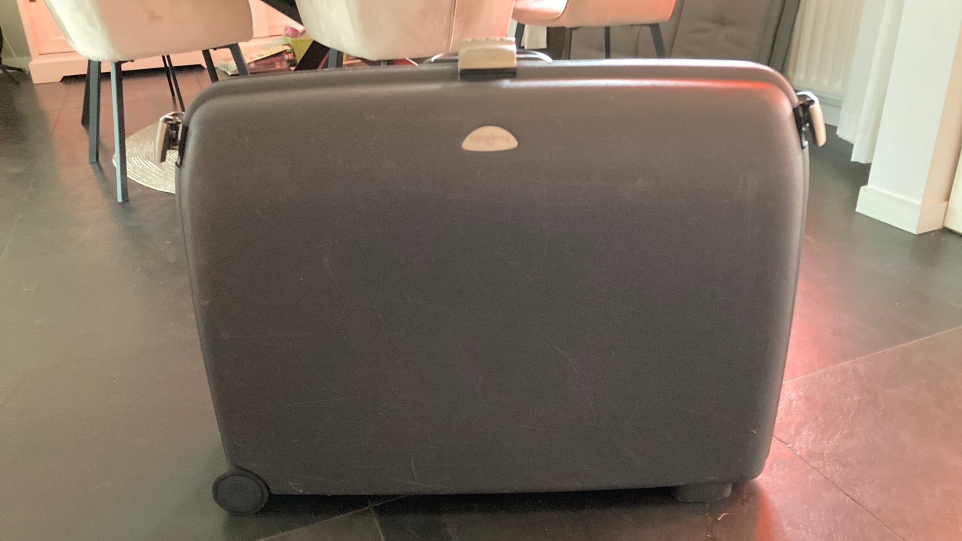 Superfijne Samsonite koffer grijsblauw (72x58x24), Gebruikt, Hard kunststof, 70 cm of meer, Minder dan 35 cm
