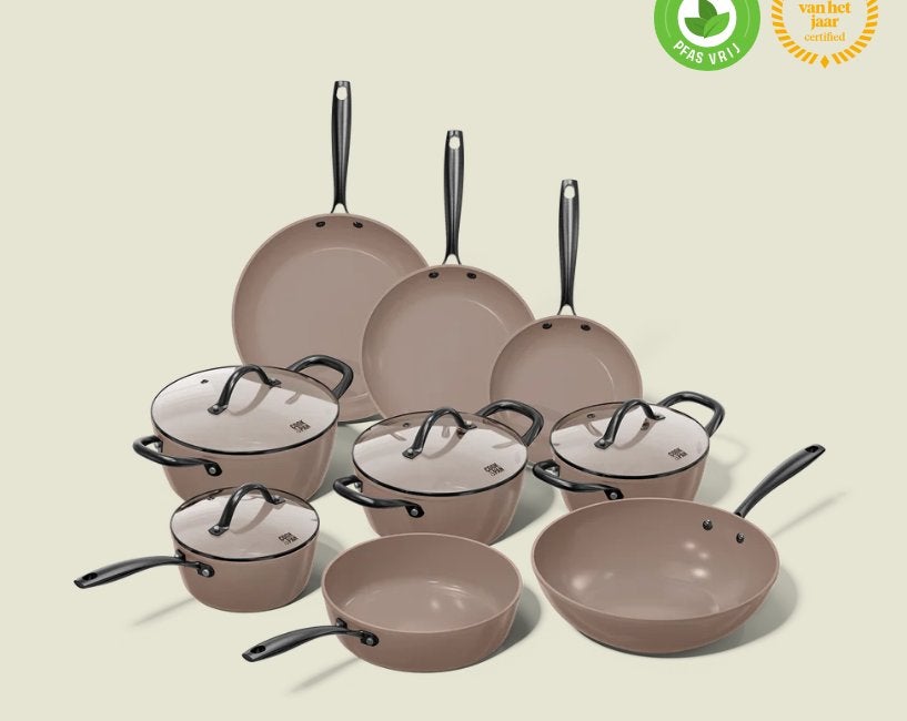 Cook & Pan 9-delig pannenset kleur taupe, Overige materialen, Nieuw, Pannenset, Ophalen of Verzenden