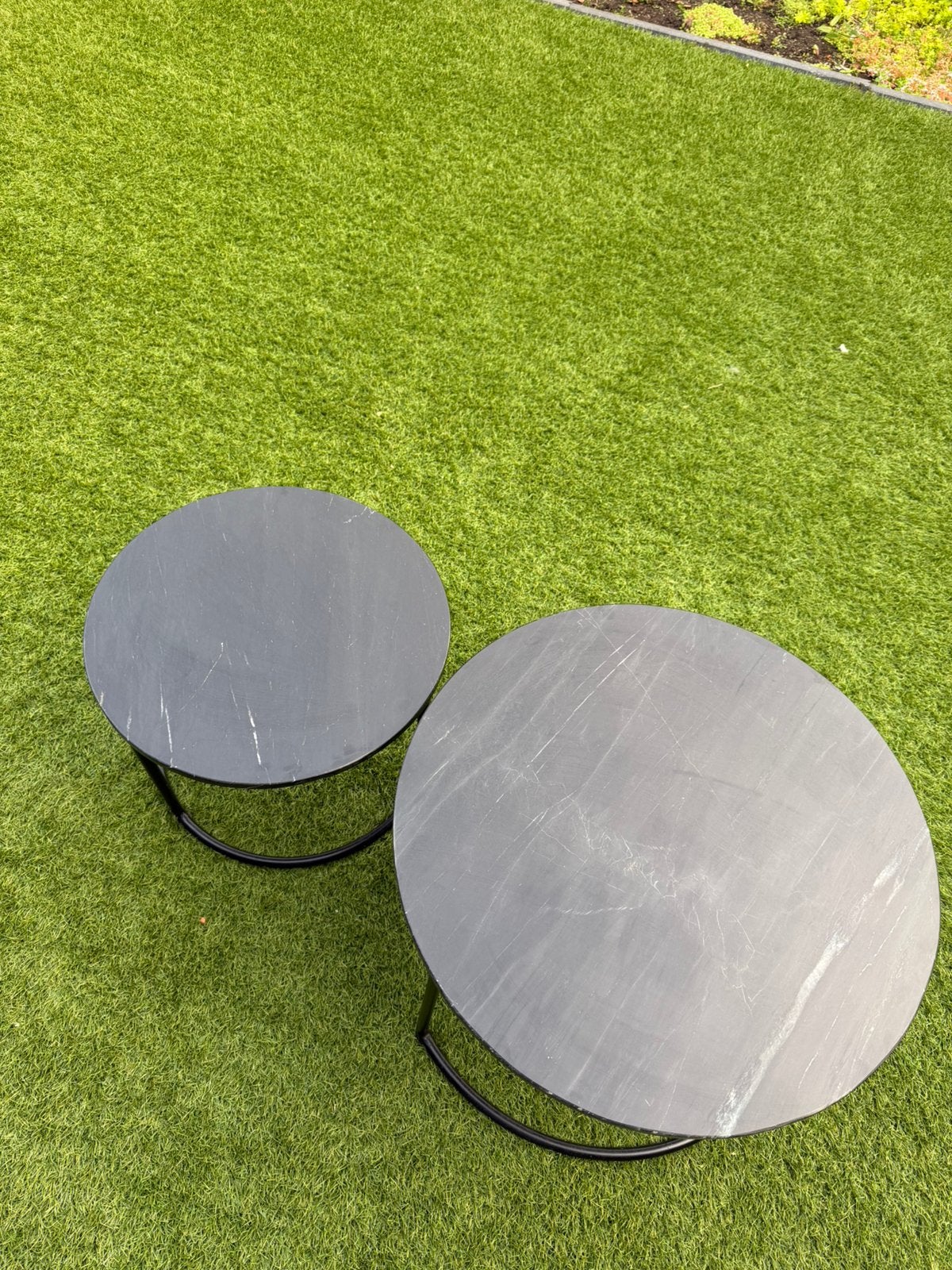 Marmeren salon tafels, Ophalen, Overige materialen, Minder dan 55 cm, Rond
