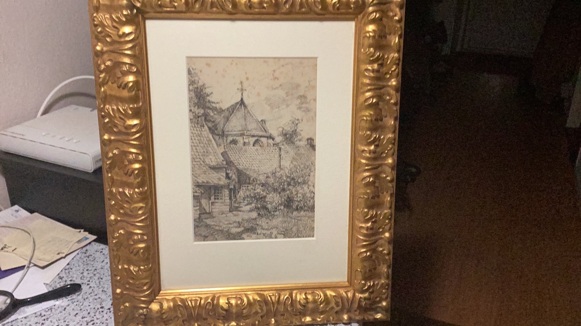 Willem van Leusden, krijt tekening, ergens omgeving Utrecht, Ophalen of Verzenden