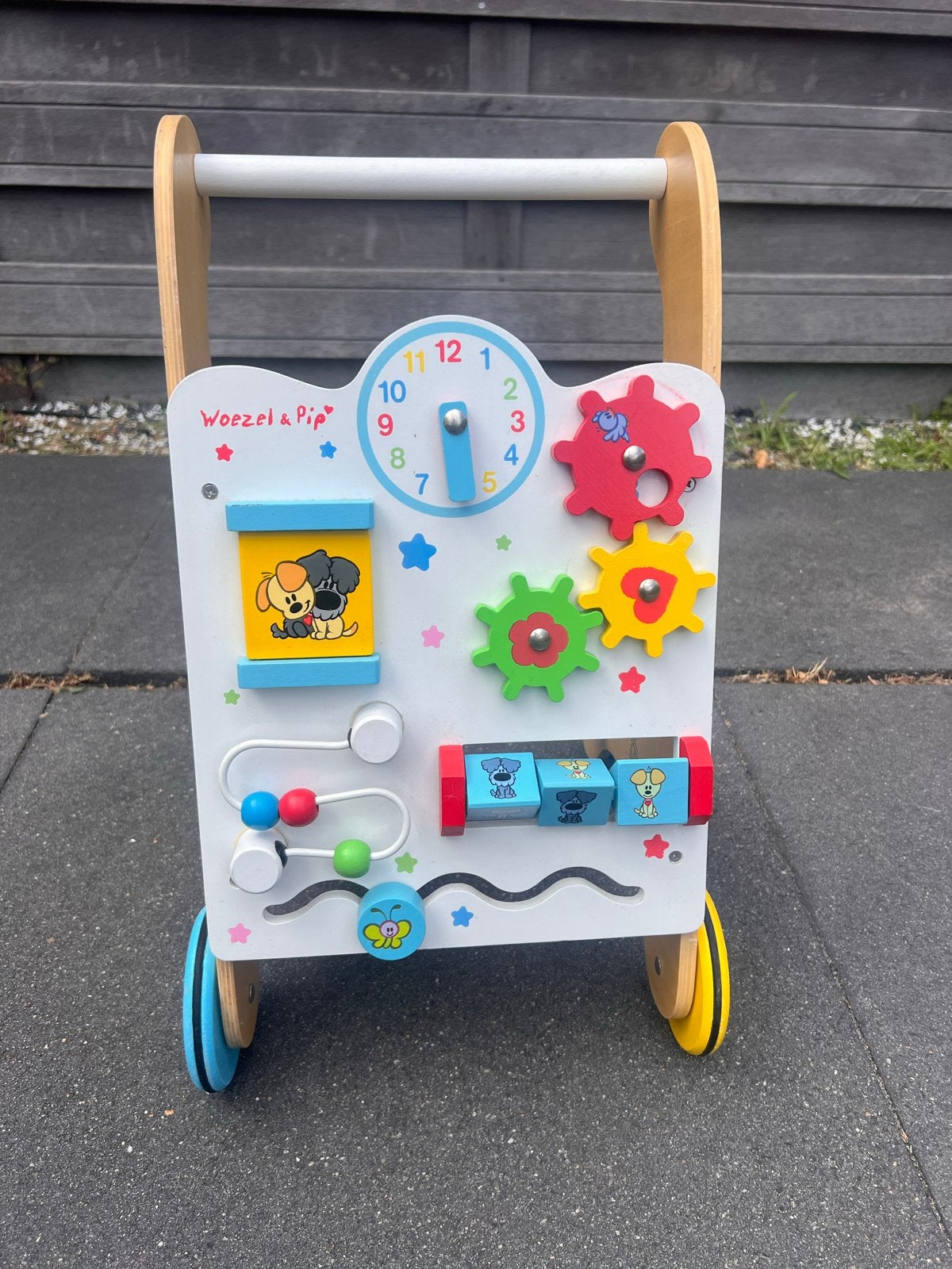 Woezel en Pip loopkarretje met activiteiten, Ophalen, Zo goed als nieuw, Overige typen, Met wieltjes