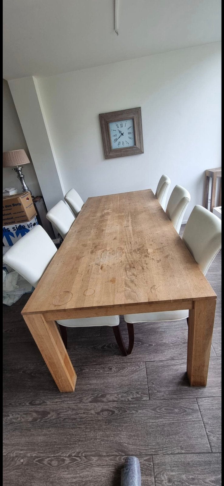 Eikenhouten eettafel met stoelen (240x100x75 cm), Ophalen of Verzenden
