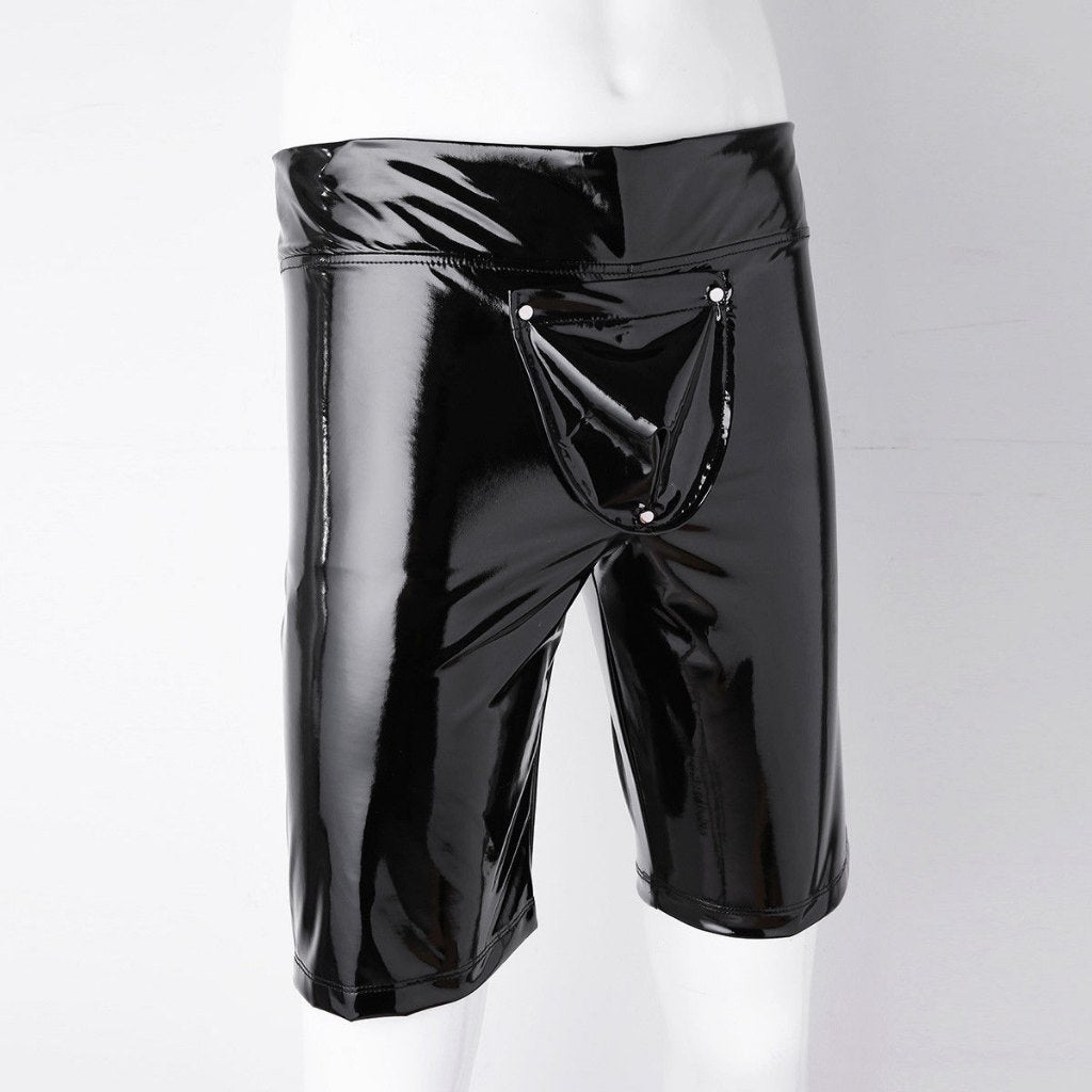 Heren zwarte pu leren korte broek, Verzenden, Nieuw, Overige maten, Zwart