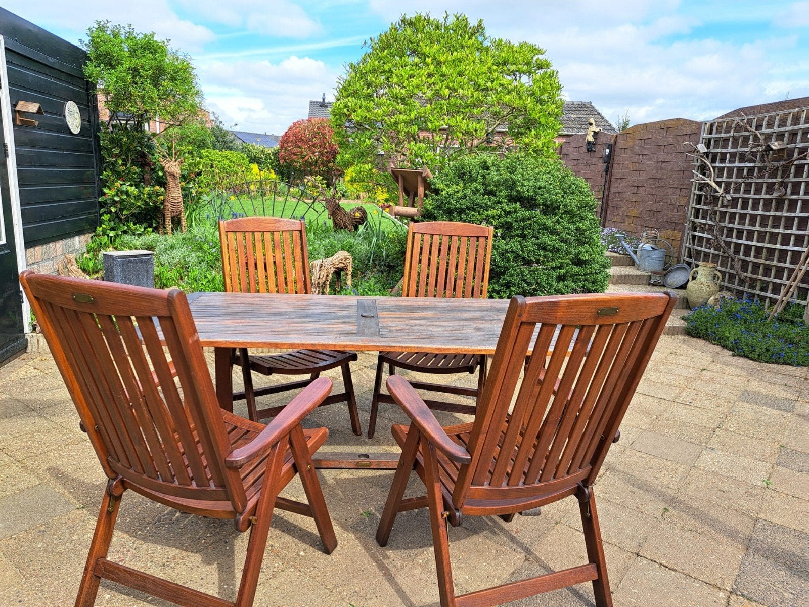 Teak houten tuintafelset Allure 180x90cm, Tuin en Terras, Tuinsets en Loungesets, Ophalen, Teakhout