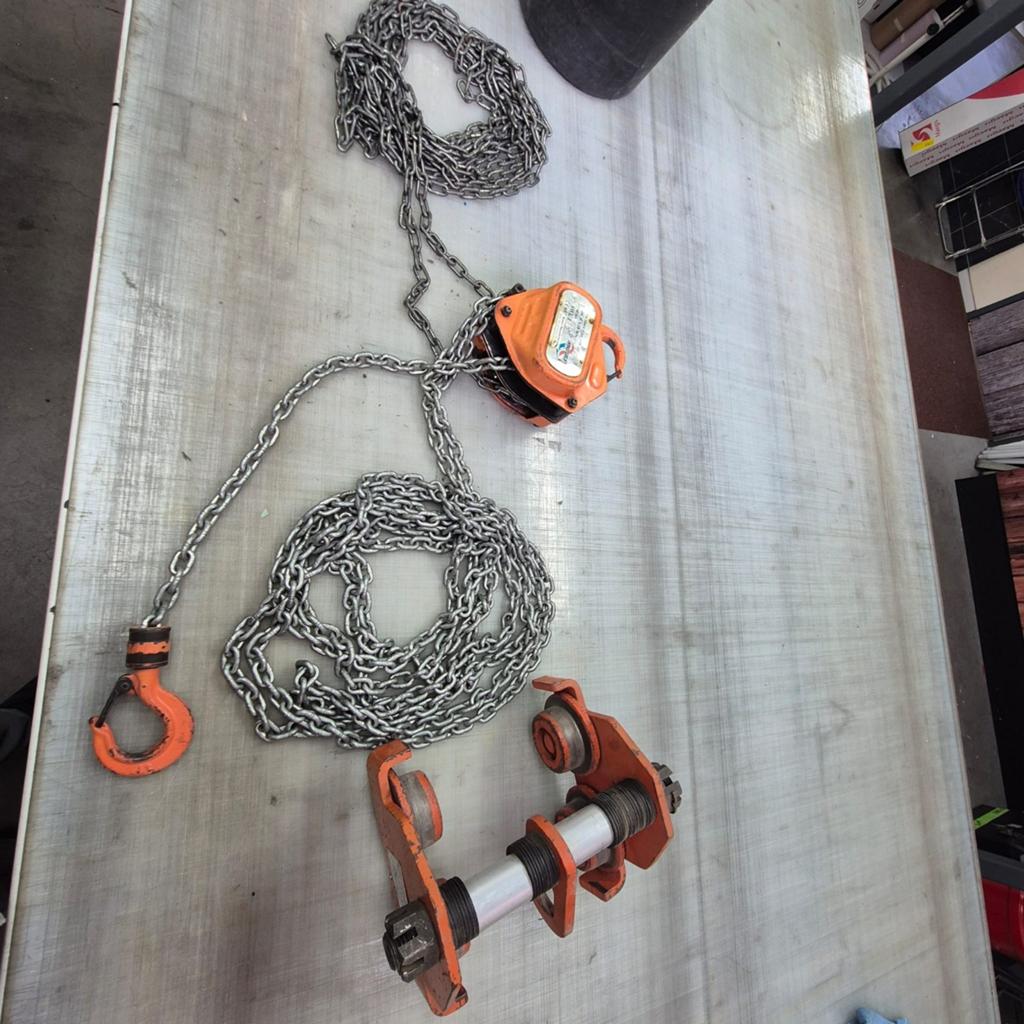 Masterlift handtakel 1T met loopkat voor H-bint, 10m hefhoog, Ophalen