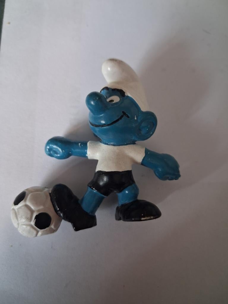 Smurf Voetballer Figuurtje - Vintage Peyo Smurf, Ophalen of Verzenden, Gebruikt, Overige Smurfen, Poppetje, Figuurtje of Knuffel