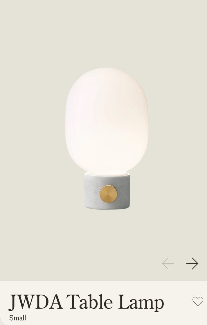 Audo Copenhagen JWDA lamp met glazen kap en betonnen voet, Ophalen, Met schakelaar, Wit, E27 (groot)