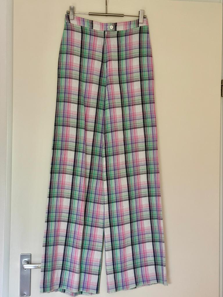 Vintage Geruite Bonnie Broek Jaren 70 Stijl - Maat S, Overige kleuren, Ophalen of Verzenden, Zo goed als nieuw, Maat 36 (S)