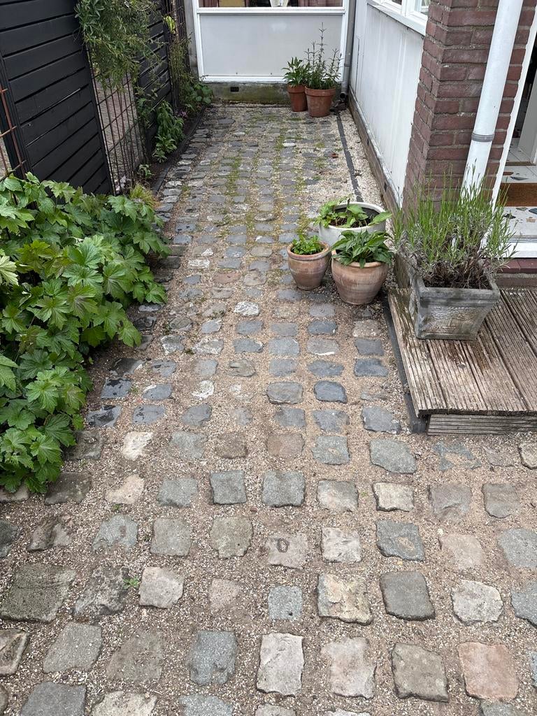 Gebruikte kasseien / kinderkopjes voor terras of pad. 35 m2, Ophalen, Klinkers, Zo goed als nieuw, Natuursteen