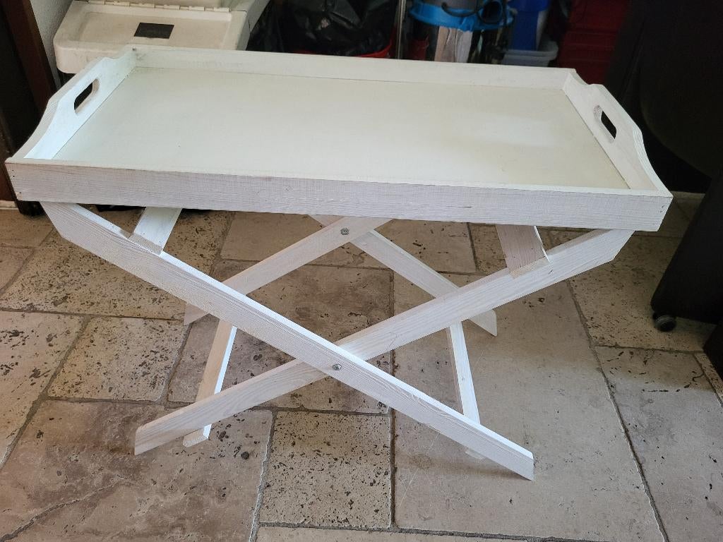 Houten dienblad met onderstel, Huis en Inrichting, Woonaccessoires | Dienbladen, Ophalen, Gebruikt, Rechthoekig, Hout