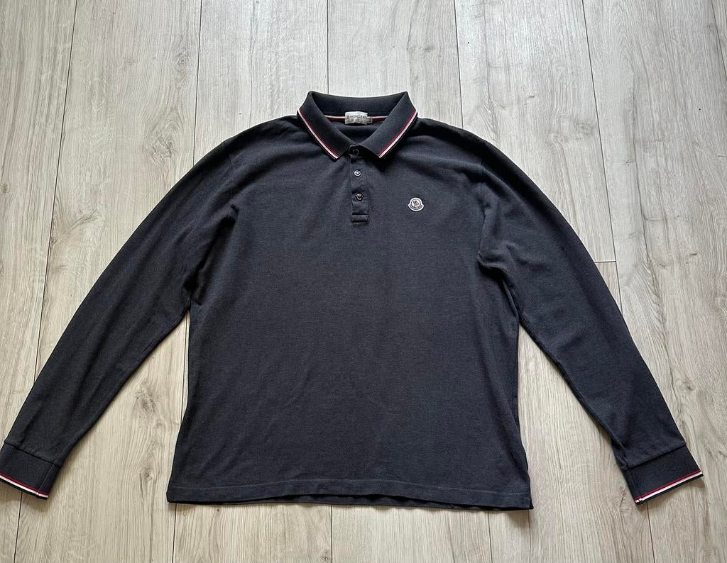 Moncler originele polo lange mouwen, Kleding | Heren, Polo's, Ophalen of Verzenden, Zo goed als nieuw, Maat 56/58 (XL), Grijs