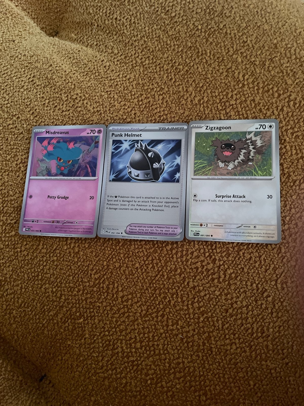 Pokémon kaarten: Misdreavus, Punk Helmet, Zigzagoon, Ophalen of Verzenden, Zo goed als nieuw, Meerdere kaarten