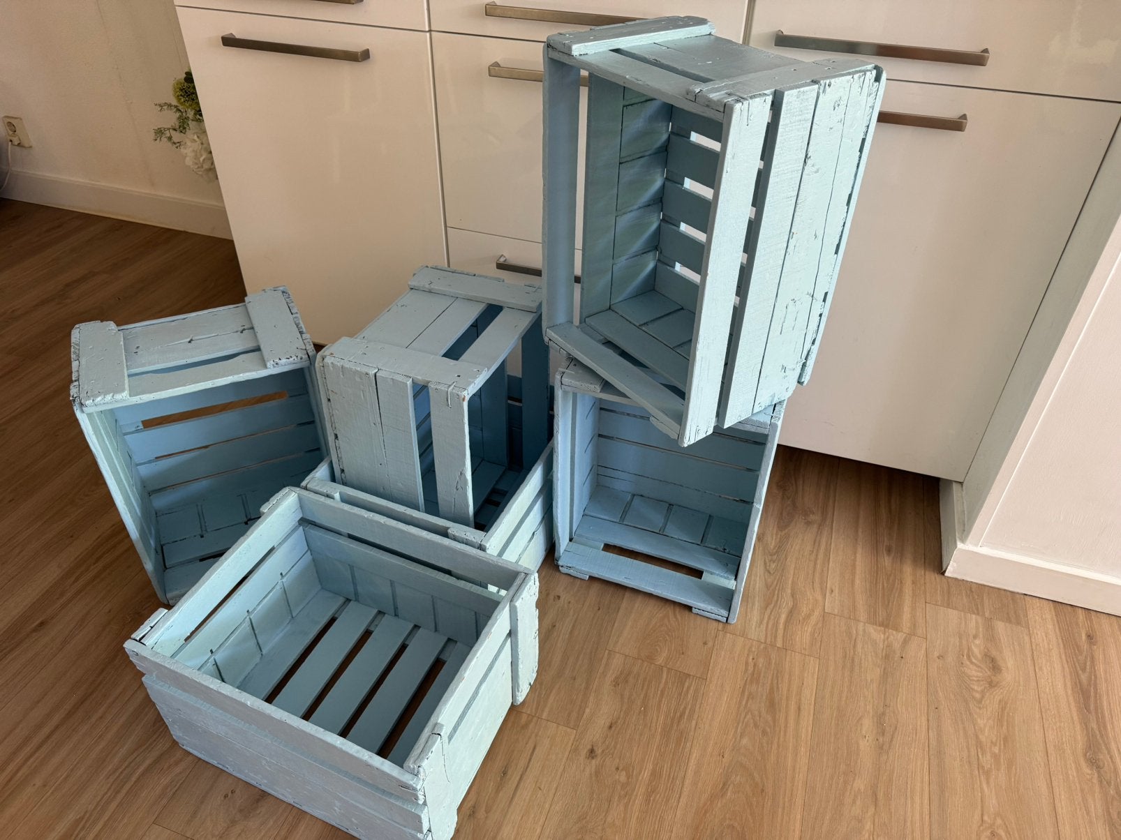 Mooie vintage kratten, Ophalen, Gebruikt, Overige typen, Blauw