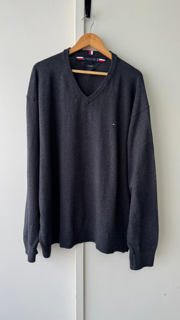 Tommy Hilfiger Pima Katoen Kasjmier Trui 5XL Tall Grijs, Kleding | Heren, Truien en Vesten, Tommy Hilfiger, Overige maten, Ophalen of Verzenden