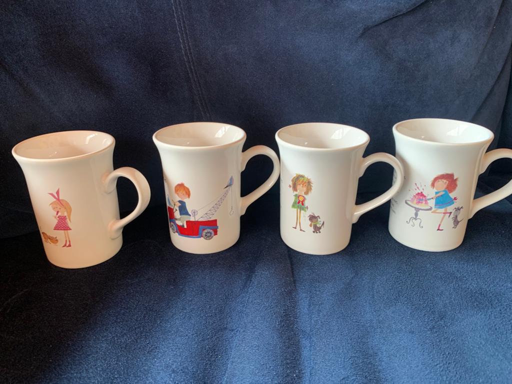 4 mokken van Pluk van de Petteflet/Floddertje, Gebruikt, Ophalen of Verzenden, Overige stijlen, Kop(pen) en/of Schotel(s)