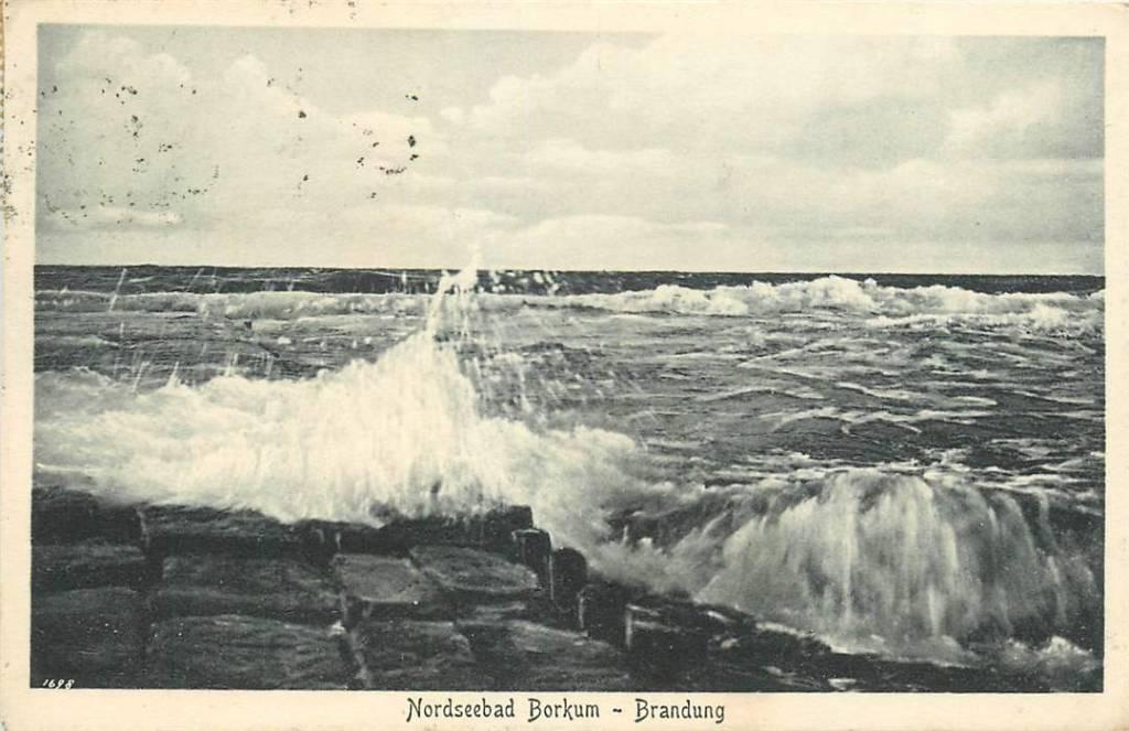 381-207-009 Brandung Nordseebad Borkum, Verzamelen, Ansichtkaarten | Buitenland, Verzenden, Voor 1920, Duitsland