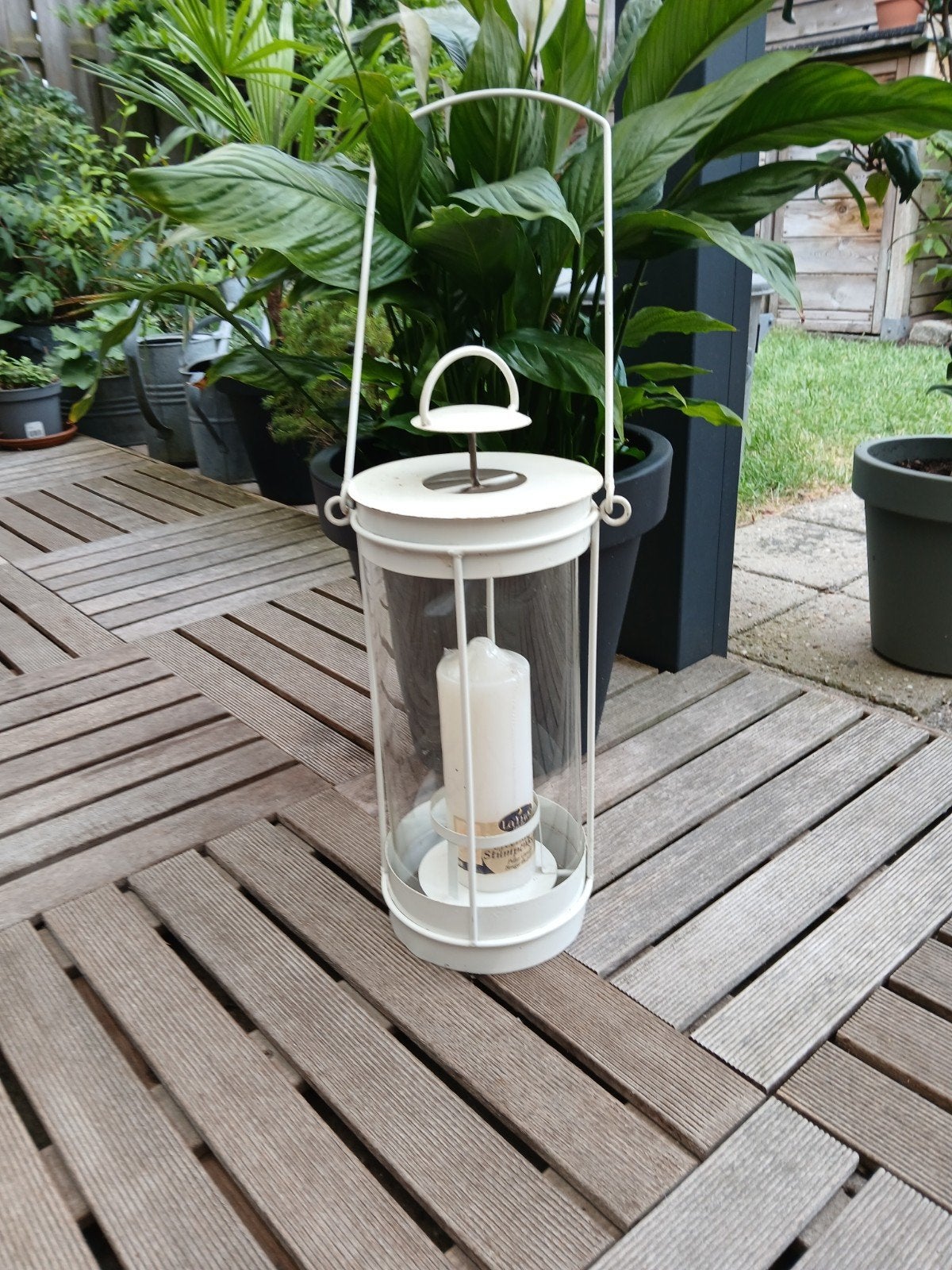 Retro Metalen Lantaarn, Tuin en Terras, Buitenverlichting, Gebruikt, Ophalen of Verzenden, Netvoeding, 50 tot 250 watt
