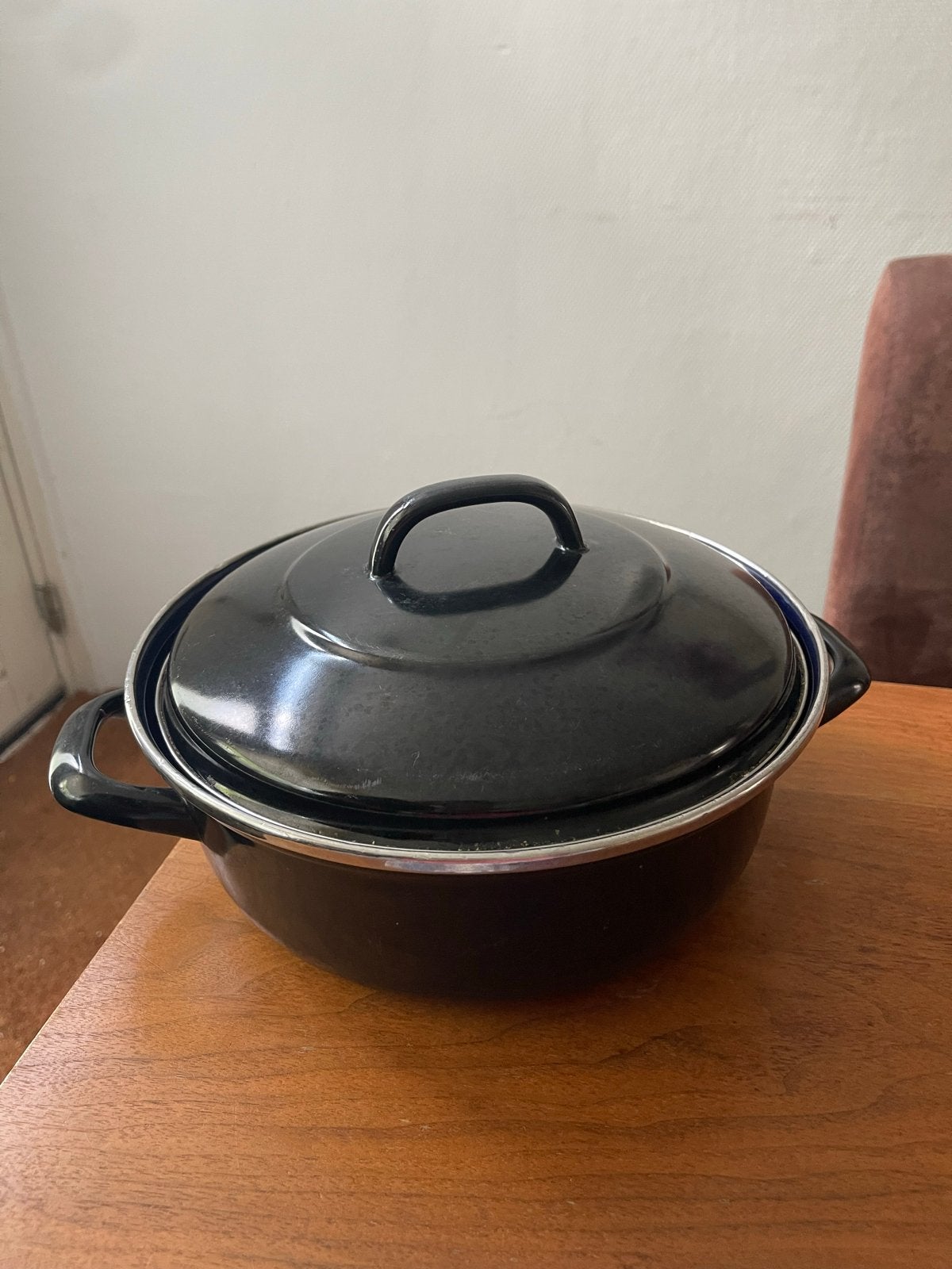 BK Braadpan - Zwart/Blauw Emaille - Geschikt voor Inductie, Gebruikt, Braadpan, BK, Ophalen of Verzenden