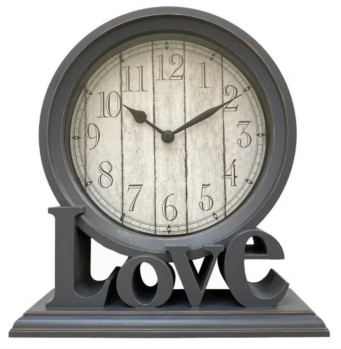 Retro analoge alarm klok met Love tekst (20cm), Ophalen of Verzenden, Nieuw, Wandklok