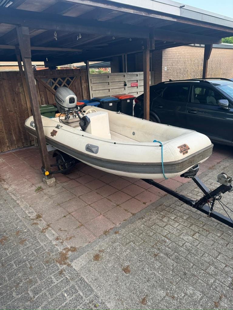 Arimar RIB 330/340 rubberboot, 15pk motor en trailer, Watersport en Boten, Rubberboten, Polyester/glasvezel, Gebruikt, Stuurconsole