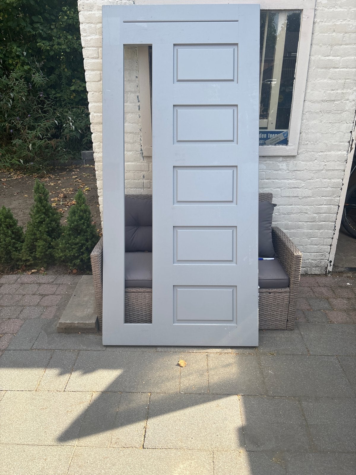 Buitendeur 93/201 Grijs met glas, Gebruikt, 80 tot 100 cm, Ophalen of Verzenden, Buitendeur