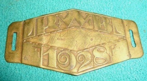 RWB rijwiel belasting plaatje 1928 op naam RWB, Verzenden