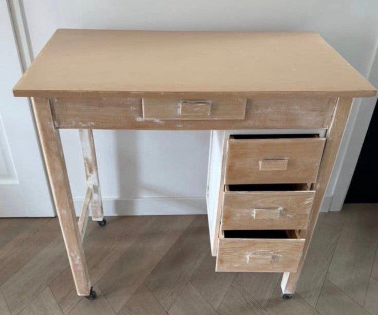 Vintage Piet Zwart bureau een uniek verschuifbaar ladeblok, Ophalen, Zo goed als nieuw, Hout