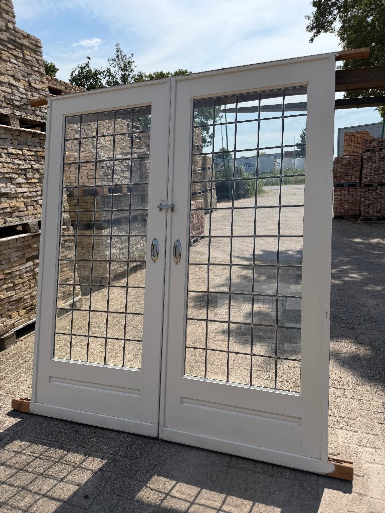Set schuif / en-suite deuren met glas in lood 204x175cm., Antiek en Kunst, Curiosa en Brocante, Ophalen