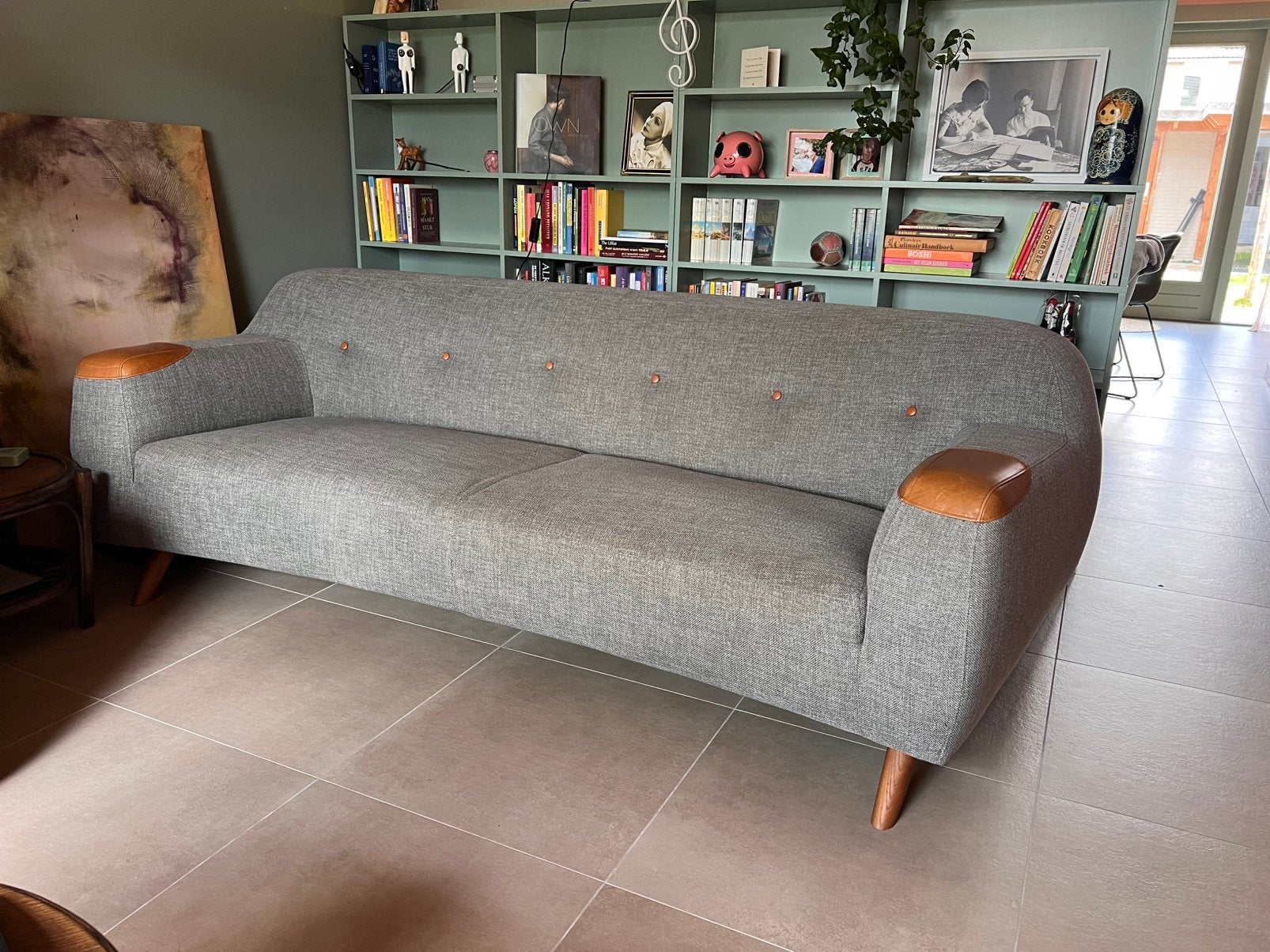 Mid-century retro stijl Montél bank 2,5 á 3 zits, Huis en Inrichting, Ophalen, Driepersoons, 75 tot 100 cm, Zo goed als nieuw