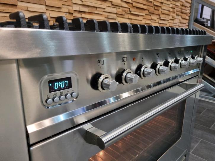 Boretti 90 cm fornuis rvs + rvs 6 pits 1 grote oven, Witgoed en Apparatuur, Niet ingevuld, 60 cm of meer, Niet ingevuld, Ophalen of Verzenden